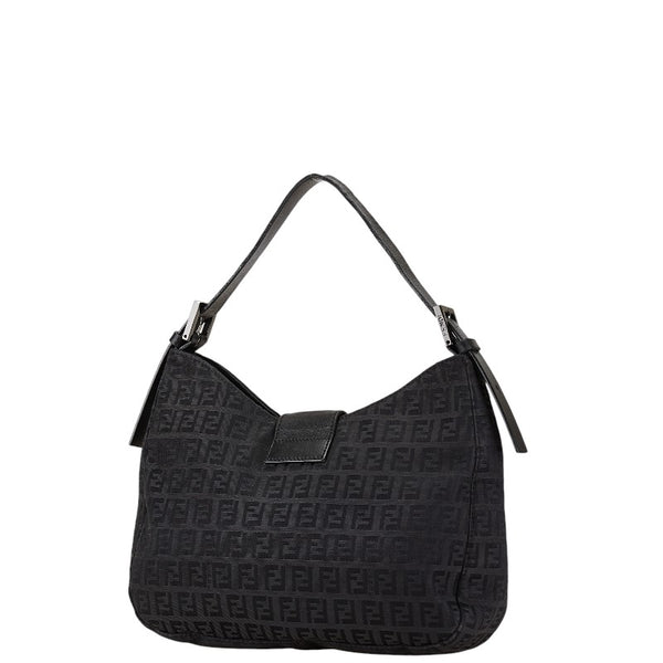 フェンディ ズッカ マンマバケット ハンドバッグ ワンショルダーバッグ ブラック キャンバス レザー レディース FENDI 【中古】