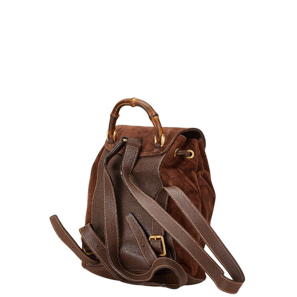 グッチ バンブー リュック バックパック 003 58 0030 ブラウン レザー スエード レディース GUCCI 【中古】