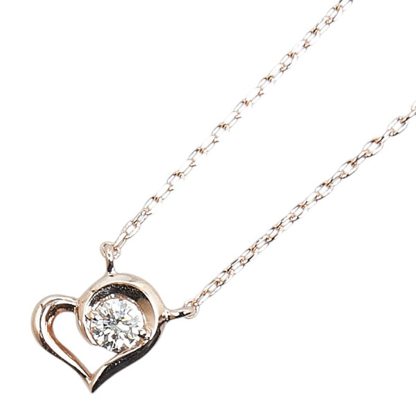スタージュエリー K10PG ピンクゴールド ダイヤ0.06ct ハート モチーフ プチ ネックレス レディース STAR JEWELRY 【中古】