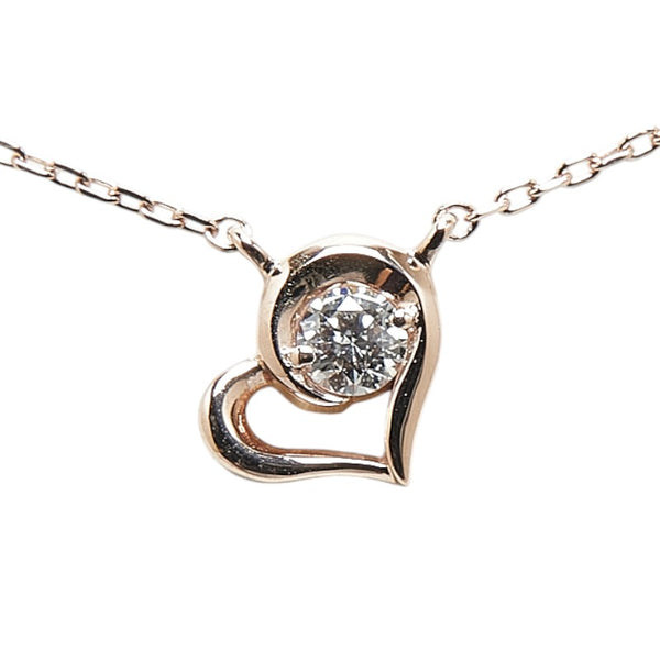 スタージュエリー K10PG ピンクゴールド ダイヤ0.06ct ハート モチーフ プチ ネックレス レディース STAR JEWELRY 【中古】