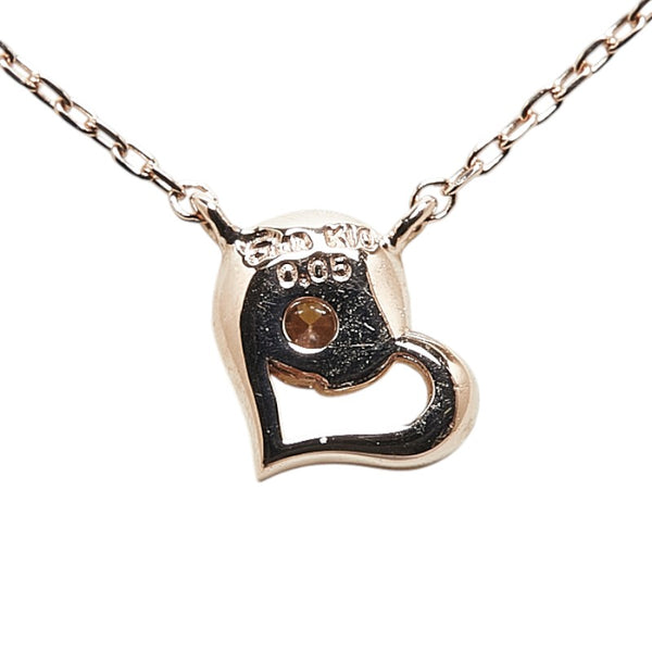 スタージュエリー K10PG ピンクゴールド ダイヤ0.06ct ハート モチーフ プチ ネックレス レディース STAR JEWELRY 【中古】