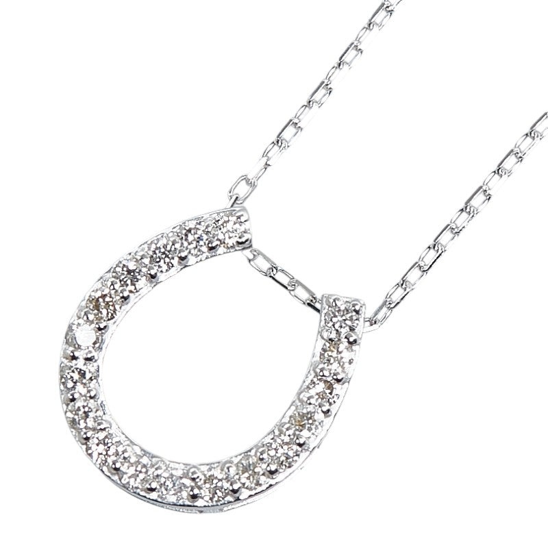 オンワード K18WG ホワイトゴールド ダイヤ0.20ct 組曲 ホースシュー 馬蹄 モチーフ ペンダントネックレス レディース ONWARD 【中古】