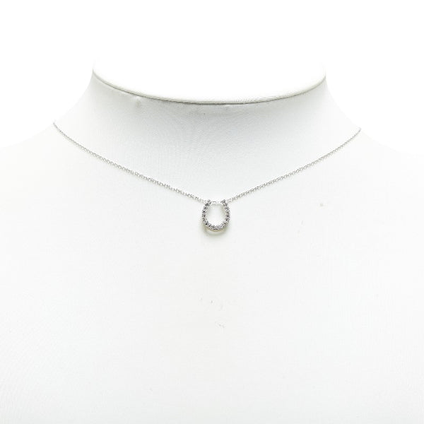 オンワード K18WG ホワイトゴールド ダイヤ0.20ct 組曲 ホースシュー 馬蹄 モチーフ ペンダントネックレス レディース ONWARD 【中古】