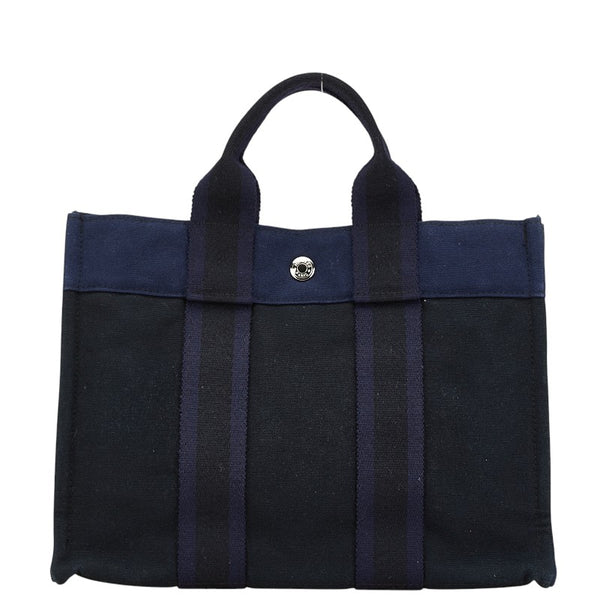 エルメス フールトゥPM ハンドバッグ トートバッグ ネイビー キャンバス レディース HERMES 【中古】