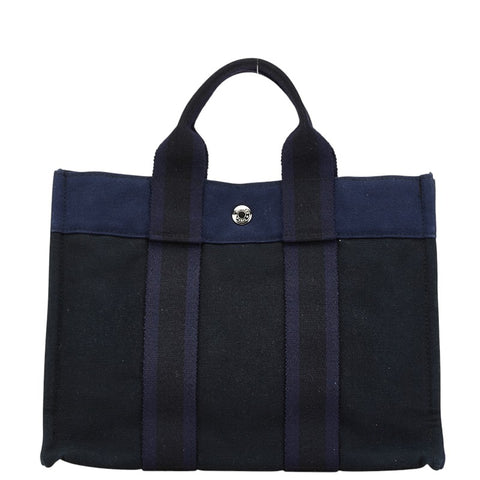 エルメス フールトゥPM ハンドバッグ トートバッグ ネイビー キャンバス レディース HERMES 【中古】