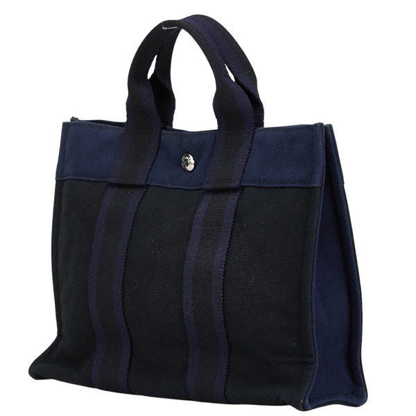 エルメス フールトゥPM ハンドバッグ トートバッグ ネイビー キャンバス レディース HERMES 【中古】