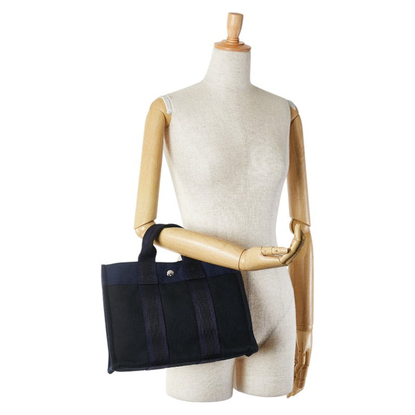 エルメス フールトゥPM ハンドバッグ トートバッグ ネイビー キャンバス レディース HERMES 【中古】