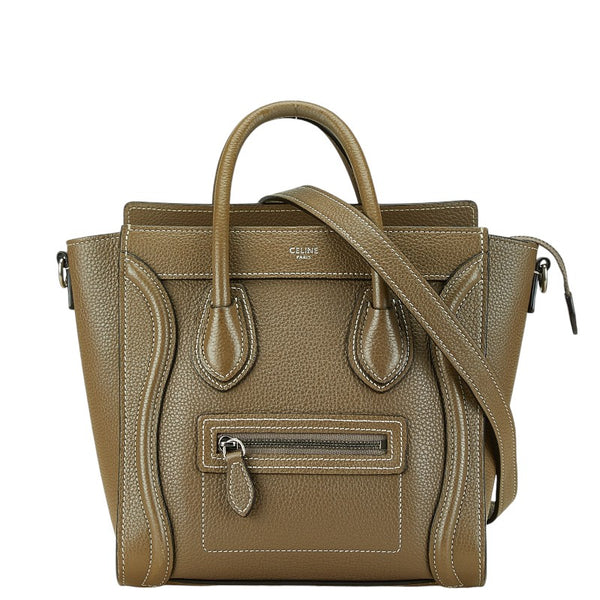 セリーヌ ラゲージ　ナノショッパー ハンドバッグ ショルダーバッグ 2WAY ブラウン レザー レディース CELINE 【中古】