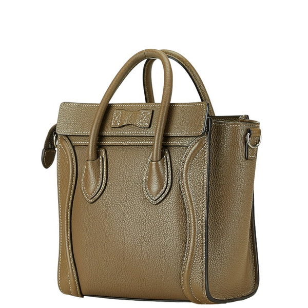 セリーヌ ラゲージ　ナノショッパー ハンドバッグ ショルダーバッグ 2WAY ブラウン レザー レディース CELINE 【中古】