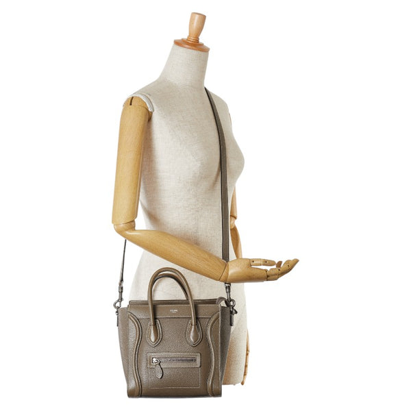 セリーヌ ラゲージ　ナノショッパー ハンドバッグ ショルダーバッグ 2WAY ブラウン レザー レディース CELINE 【中古】