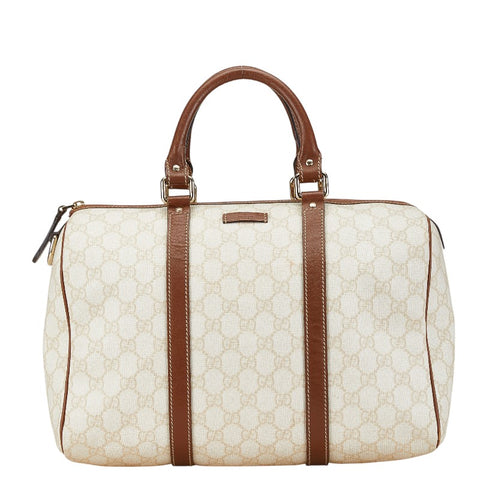 グッチ GGスプリーム ハンドバッグ ミニボストンバッグ 193603 アイボリー ホワイト ブラウン PVC レザー レディース GUCCI 【中古】