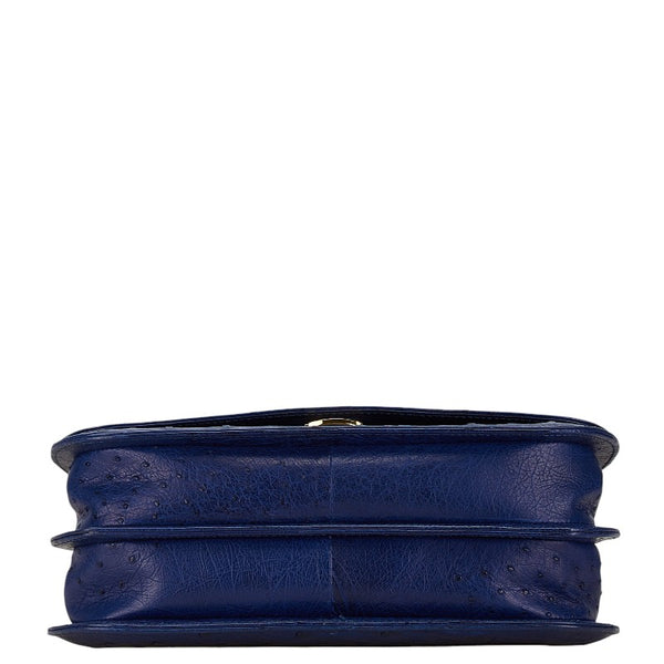 サンタマリア ハンドバッグ ブルー ゴールド オーストリッチ レディース SANTA MARIA 【中古】