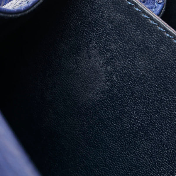 サンタマリア ハンドバッグ ブルー ゴールド オーストリッチ レディース SANTA MARIA 【中古】