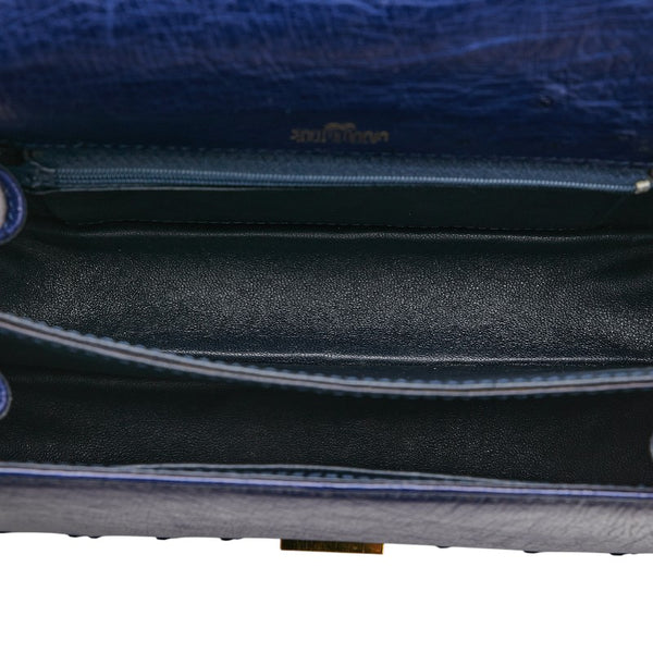 サンタマリア ハンドバッグ ブルー ゴールド オーストリッチ レディース SANTA MARIA 【中古】