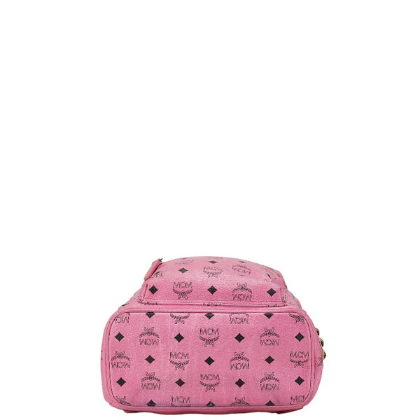 エム シー エム ヴィセトス ロゴグラム スタッズ リュック バックパック ピンク PVC レザー レディース MCM 【中古】