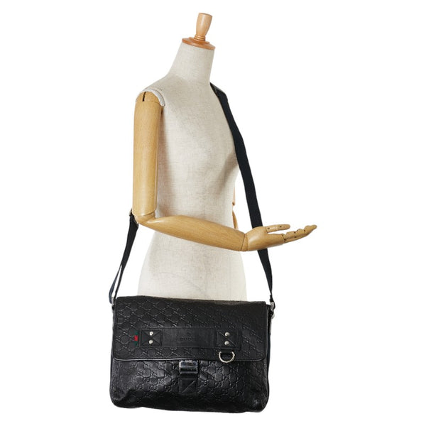 グッチ グッチシマ ショルダーバッグ メッセンジャーバッグ 246067 ブラック レザー レディース GUCCI 【中古】