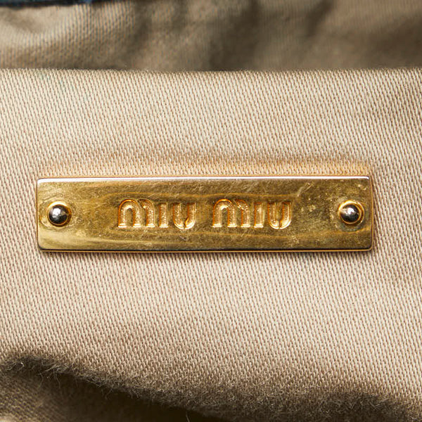 ミュウミュウ リボン モチーフ ハンドバッグ ショルダーバッグ 2WAY ブルー ネイビー レザー レディース MIUMIU 【中古】