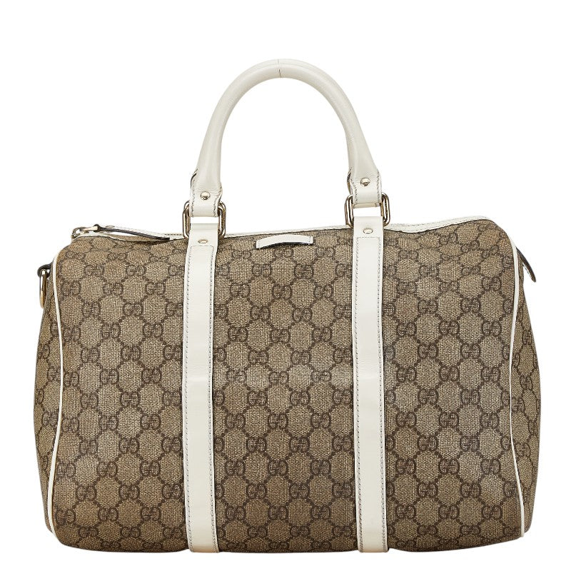 グッチ GGスプリーム ミニボストン ハンドバッグ 193603 ホワイト ブラウン PVC レザー レディース GUCCI 【中古】