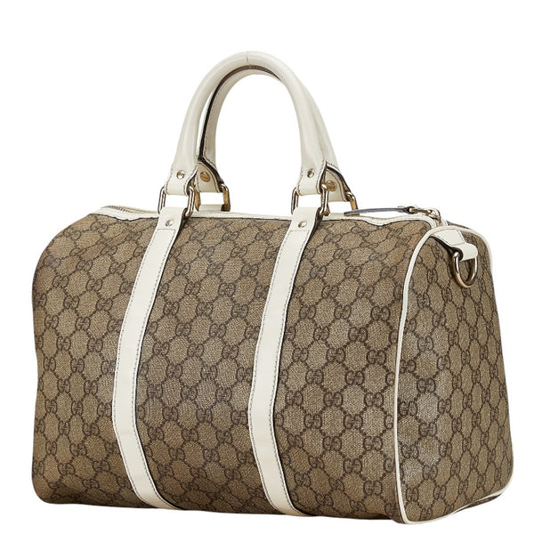 グッチ GGスプリーム ミニボストン ハンドバッグ 193603 ホワイト ブラウン PVC レザー レディース GUCCI 【中古】