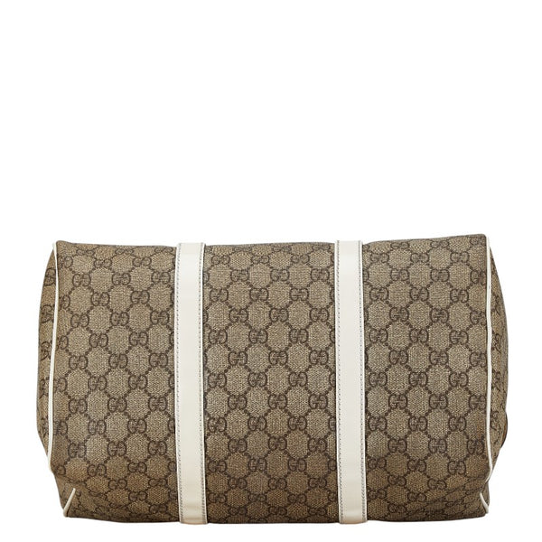 グッチ GGスプリーム ミニボストン ハンドバッグ 193603 ホワイト ブラウン PVC レザー レディース GUCCI 【中古】