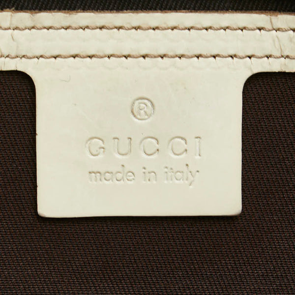 グッチ GGスプリーム ミニボストン ハンドバッグ 193603 ホワイト ブラウン PVC レザー レディース GUCCI 【中古】