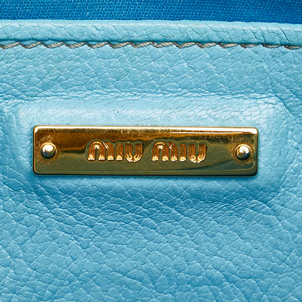ミュウミュウ マドラス ハンドバッグ ショルダーバッグ 2WAY RL0058 ライトブルー レザー レディース MIUMIU 【中古】
