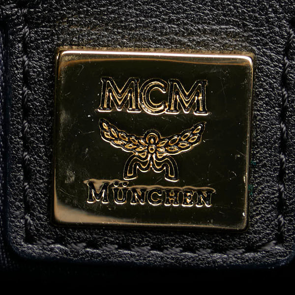 エム シー エム ヴィセトス ロゴグラム スタッズ リュック バックパック ブラック ゴールド シルバー レザー レディース MCM 【中古】
