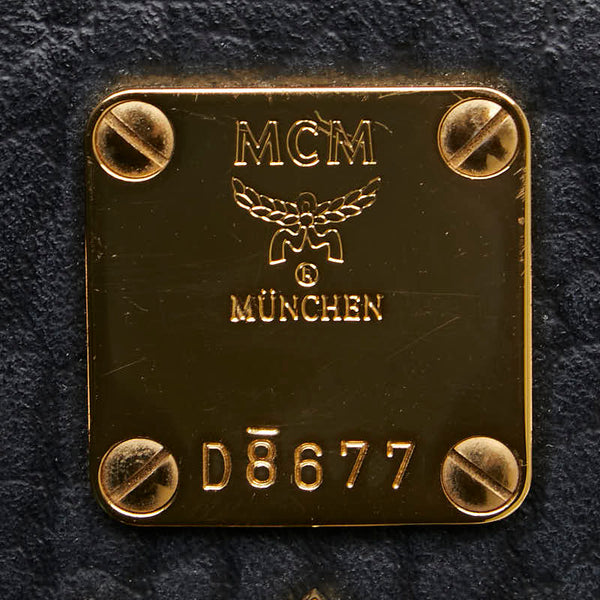 エム シー エム ヴィセトス ロゴグラム スタッズ リュック バックパック ブラック ゴールド シルバー レザー レディース MCM 【中古】