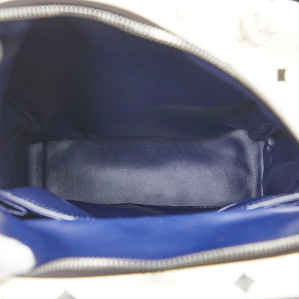 エム シー エム ヴィセトス ロゴグラム リュック バックパック ホワイト ブラック PVC レザー レディース MCM 【中古】