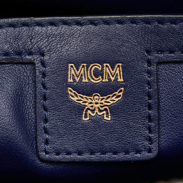 エム シー エム ヴィセトス ロゴグラム リュック バックパック ホワイト ブラック PVC レザー レディース MCM 【中古】