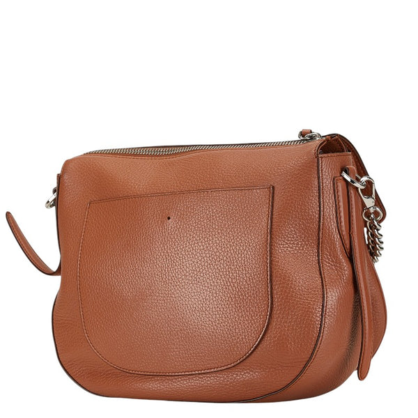 トッズ ダブルT 斜め掛け ショルダーバッグ ブラウン レザー レディース TOD’S 【中古】