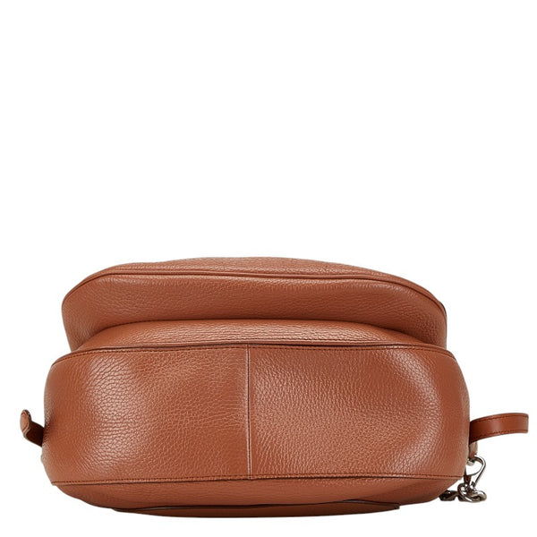 トッズ ダブルT 斜め掛け ショルダーバッグ ブラウン レザー レディース TOD’S 【中古】