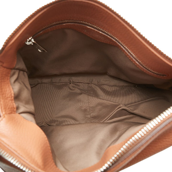トッズ ダブルT 斜め掛け ショルダーバッグ ブラウン レザー レディース TOD’S 【中古】
