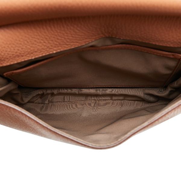 トッズ ダブルT 斜め掛け ショルダーバッグ ブラウン レザー レディース TOD’S 【中古】
