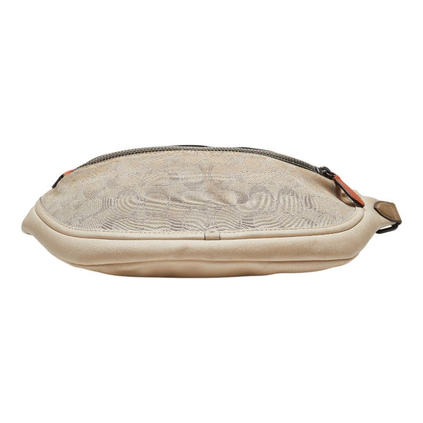 コーチ シグネチャー リーグ ベルトバッグ ウエストバッグ ボディバッグ C3795 ベージュ オレンジ キャンバス レザー レディース COACH 【中古】