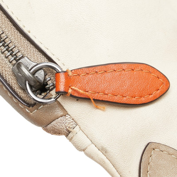 コーチ シグネチャー リーグ ベルトバッグ ウエストバッグ ボディバッグ C3795 ベージュ オレンジ キャンバス レザー レディース COACH 【中古】