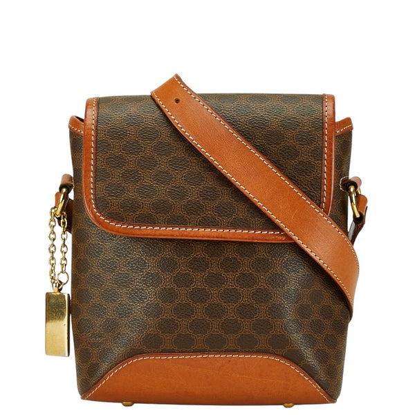 セリーヌ マカダム ショルダーバッグ ブラウン PVC レザー レディース CELINE 【中古】