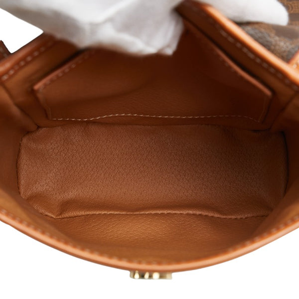 セリーヌ マカダム ショルダーバッグ ブラウン PVC レザー レディース CELINE 【中古】