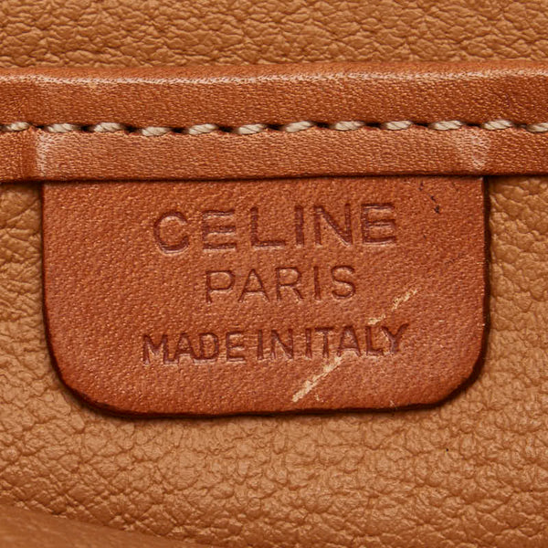 セリーヌ マカダム ショルダーバッグ ブラウン PVC レザー レディース CELINE 【中古】