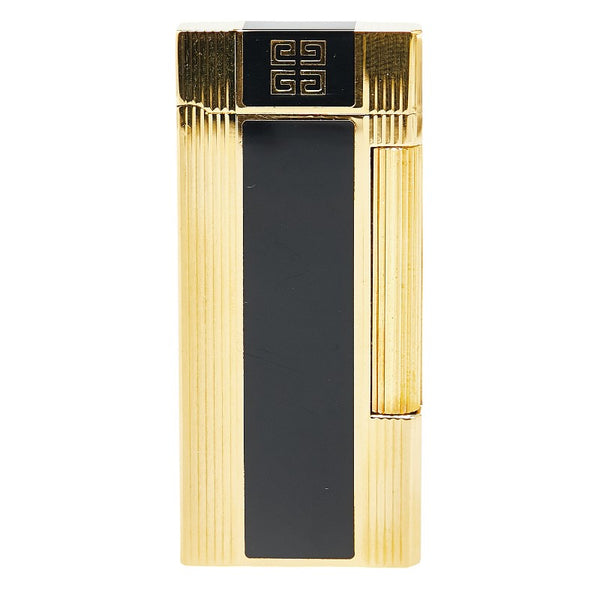 ジバンシー ロゴ ローラー式 ガスライター 2000 ゴールド ブラック メッキ メンズ Givenchy 【中古】