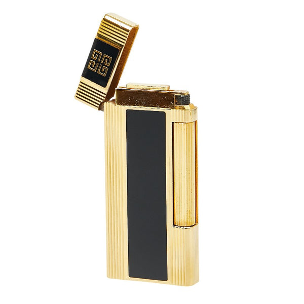 ジバンシー ロゴ ローラー式 ガスライター 2000 ゴールド ブラック メッキ メンズ Givenchy 【中古】
