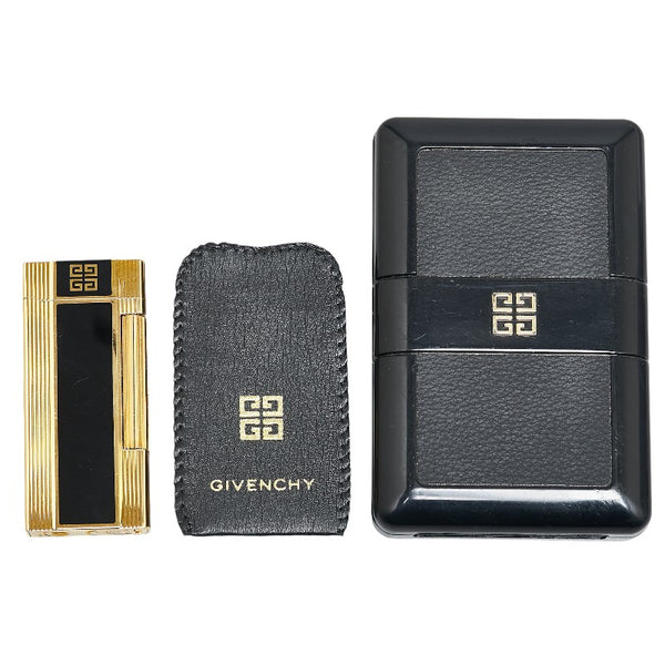 ジバンシー ロゴ ローラー式 ガスライター 2000 ゴールド ブラック メッキ メンズ Givenchy 【中古】