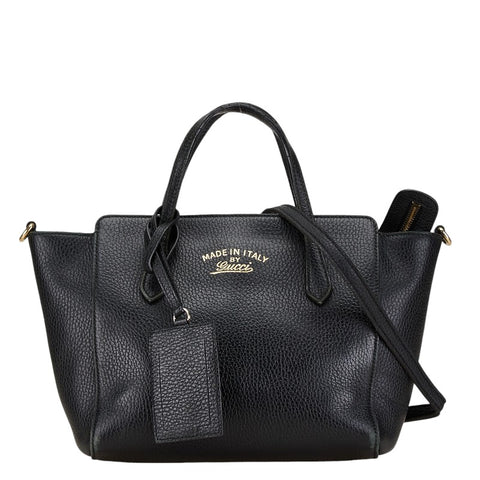 グッチ スウィング ハンドバッグ ショルダーバッグ 2WAY 368827 ブラック レザー レディース GUCCI 【中古】