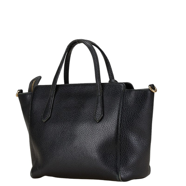 グッチ スウィング ハンドバッグ ショルダーバッグ 2WAY 368827 ブラック レザー レディース GUCCI 【中古】