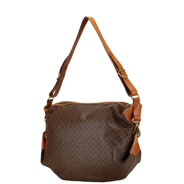 セリーヌ マカダム ショルダーバッグ ブラウン PVC レザー レディース CELINE 【中古】