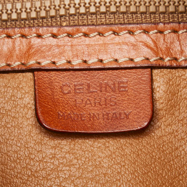 セリーヌ マカダム ショルダーバッグ ブラウン PVC レザー レディース CELINE 【中古】