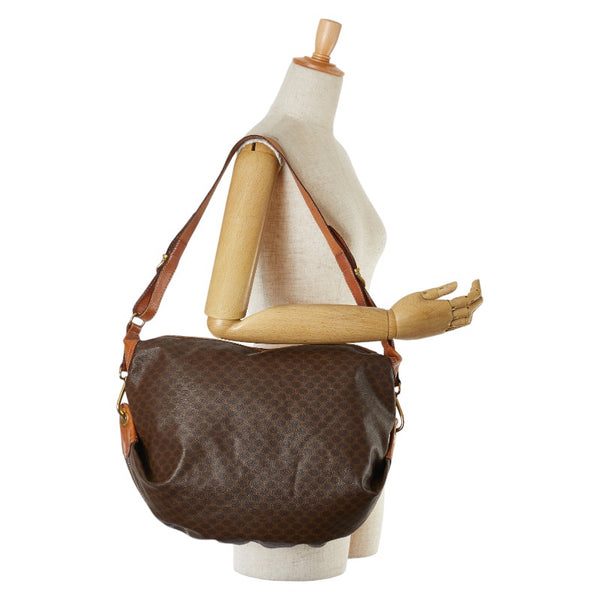 セリーヌ マカダム ショルダーバッグ ブラウン PVC レザー レディース CELINE 【中古】