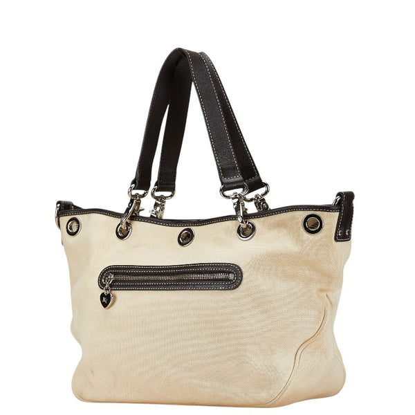 バーバリー ノバチェック ハンドバッグ ショルダーバッグ 2WAY アイボリー ブラウン キャンバス レザー レディース BURBERRY 【中古】