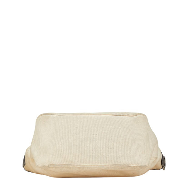 バーバリー ノバチェック ハンドバッグ ショルダーバッグ 2WAY アイボリー ブラウン キャンバス レザー レディース BURBERRY 【中古】