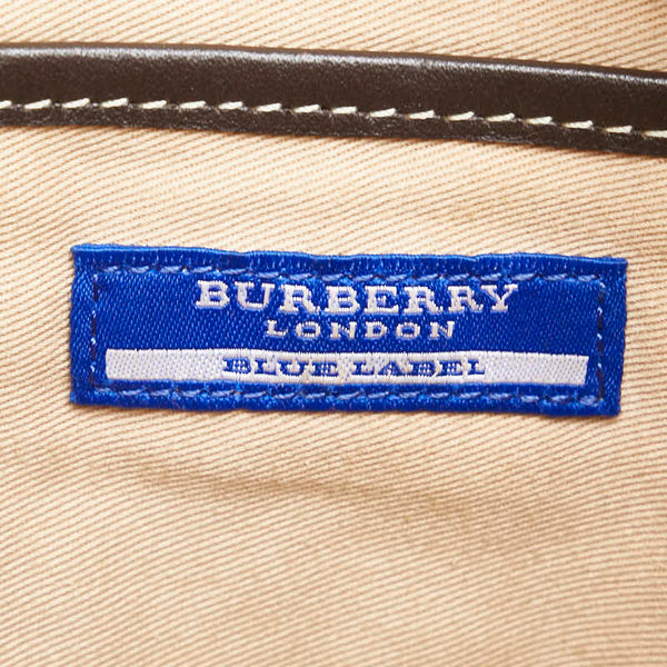 バーバリー ノバチェック ハンドバッグ ショルダーバッグ 2WAY アイボリー ブラウン キャンバス レザー レディース BURBERRY 【中古】